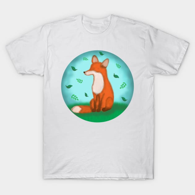 Fox and leaves T-Shirt by Juliana Costa